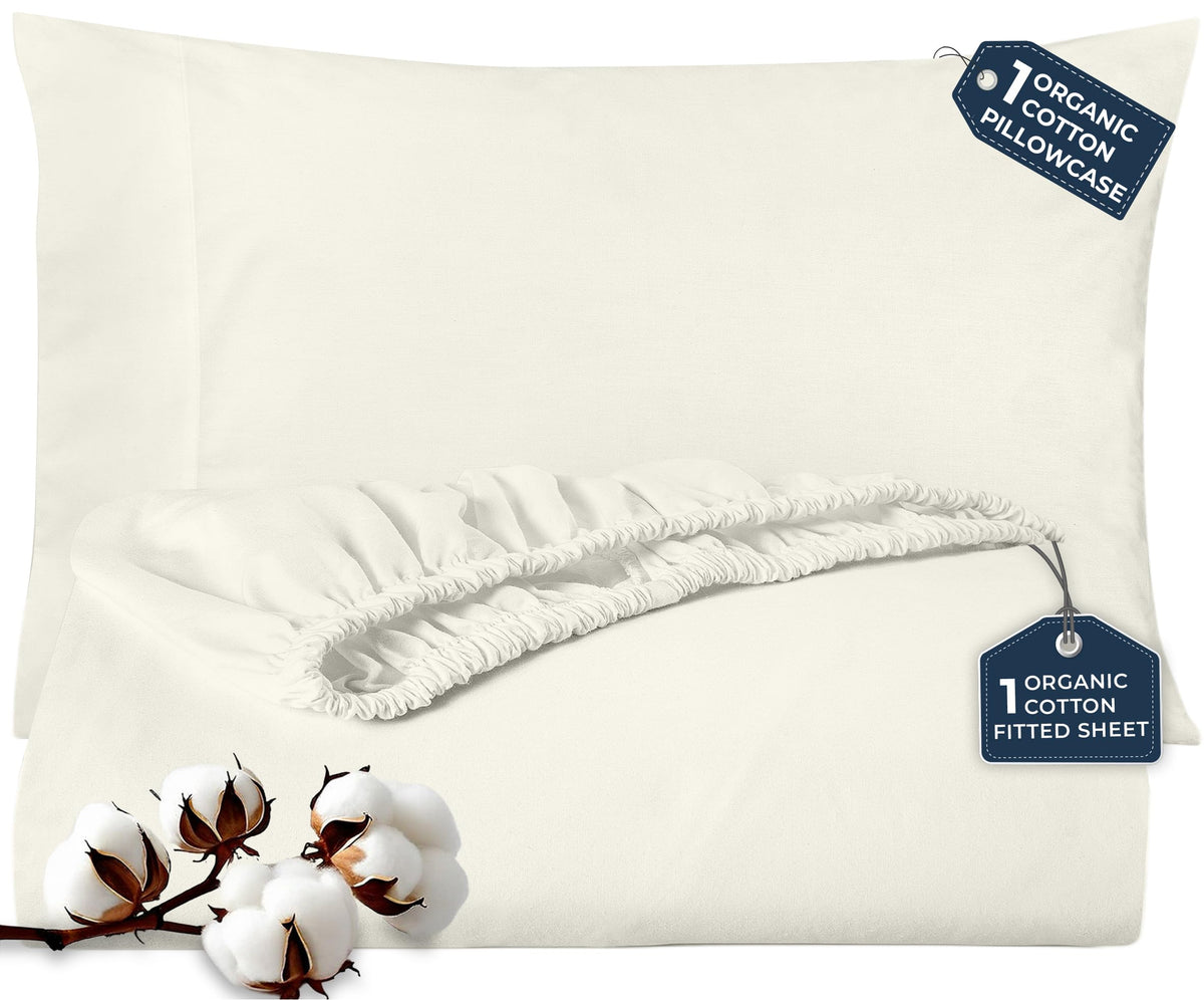 Royale Linen Fitted Sheet With Pillowcases - Queen Fitted Sheets With 2 Pillowcase - 300 Thread Count 100% Organic Cotton - Fit Mattress Up to 18" Deep - Soft & Breathable - Sage Green (No Flat Sheet)