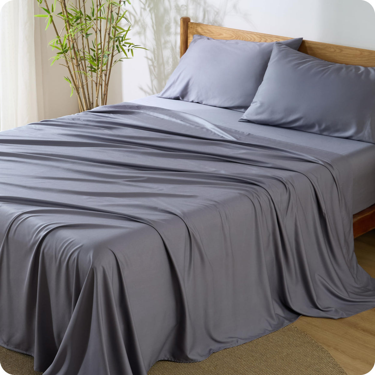 Bedsure PureWoven 100% Rayon Derived from Bamboo, Queen Sheets, 4 Pieces