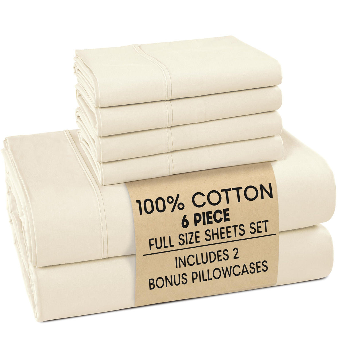 Casa Platino King Size Sheets Set –100% Cotton King Sheets with 4 Pillowcases, Lightweight Feel & Secure Fit, Crisp & Breathable Percale Weave with 15" Deep Pocket, Soft and Cozy – Pure White