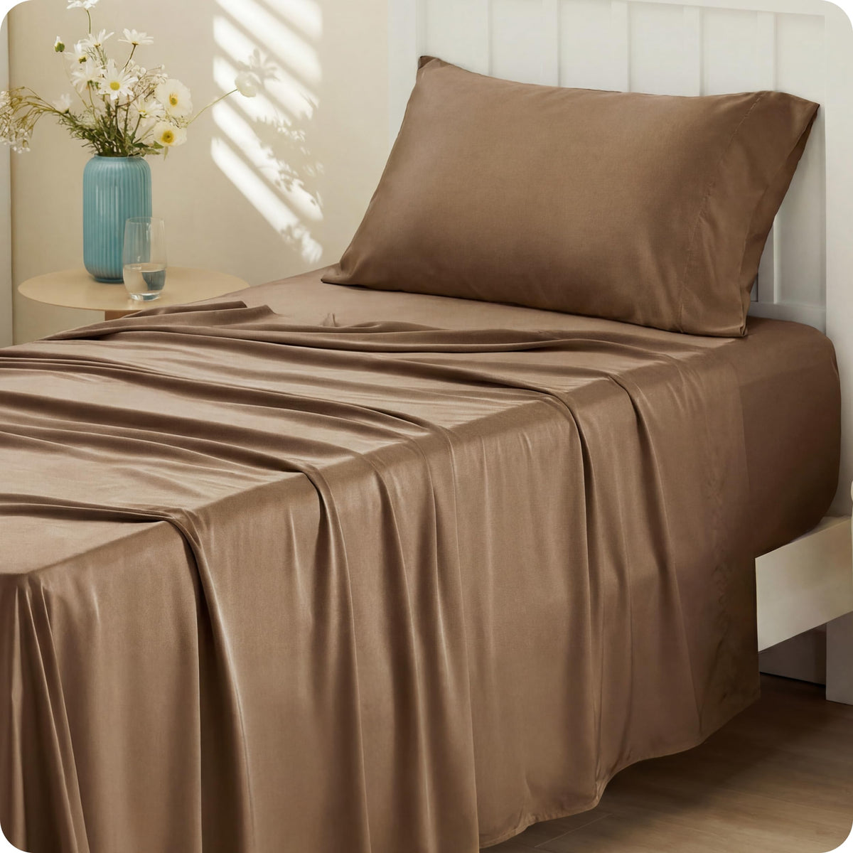 Bedsure PureWoven 100% Rayon Derived from Bamboo, King Size Sheets Set