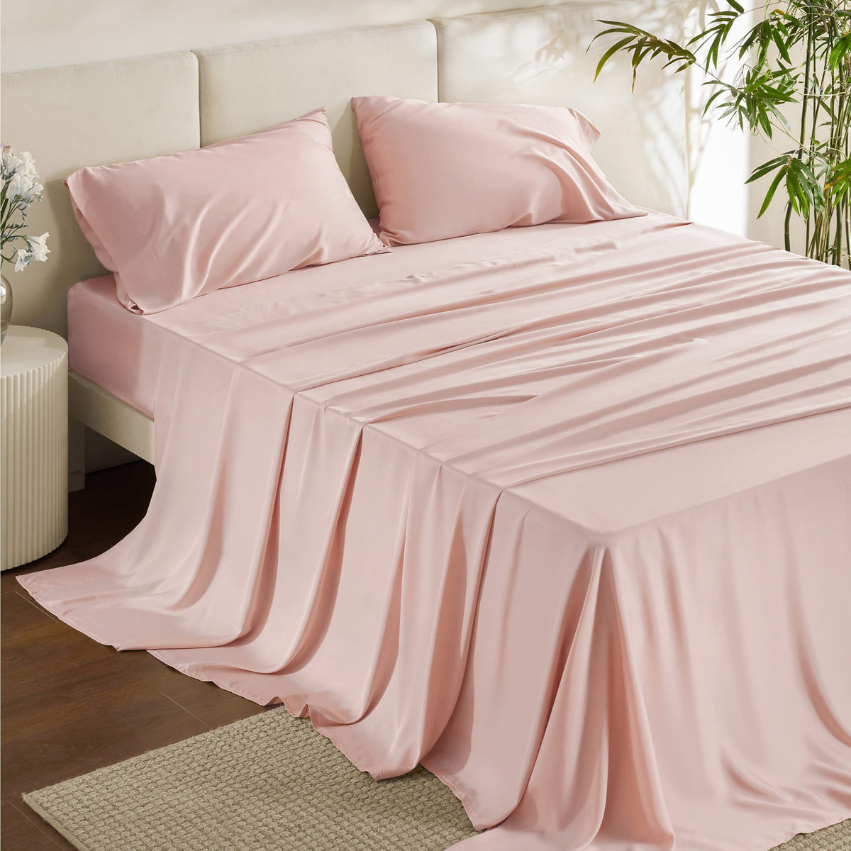 Bedsure PureWoven 100% Rayon Derived from Bamboo, King Size Sheets Set