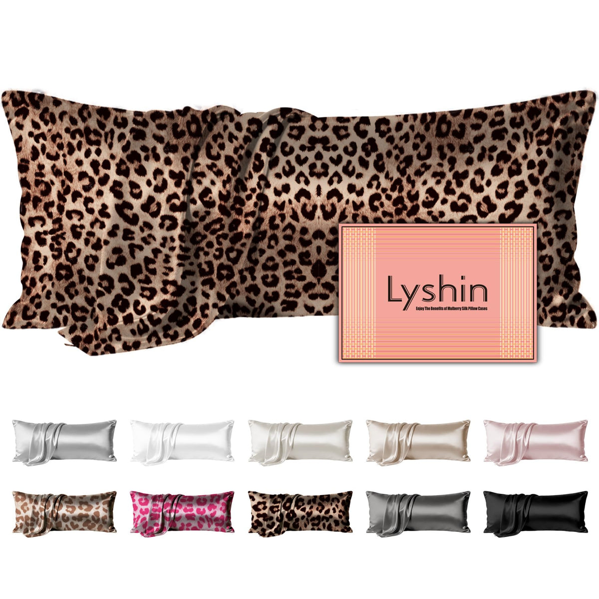 LYSHIN Silk Pillow Cases 2 Pack Standard Size with Zipper, Champagne