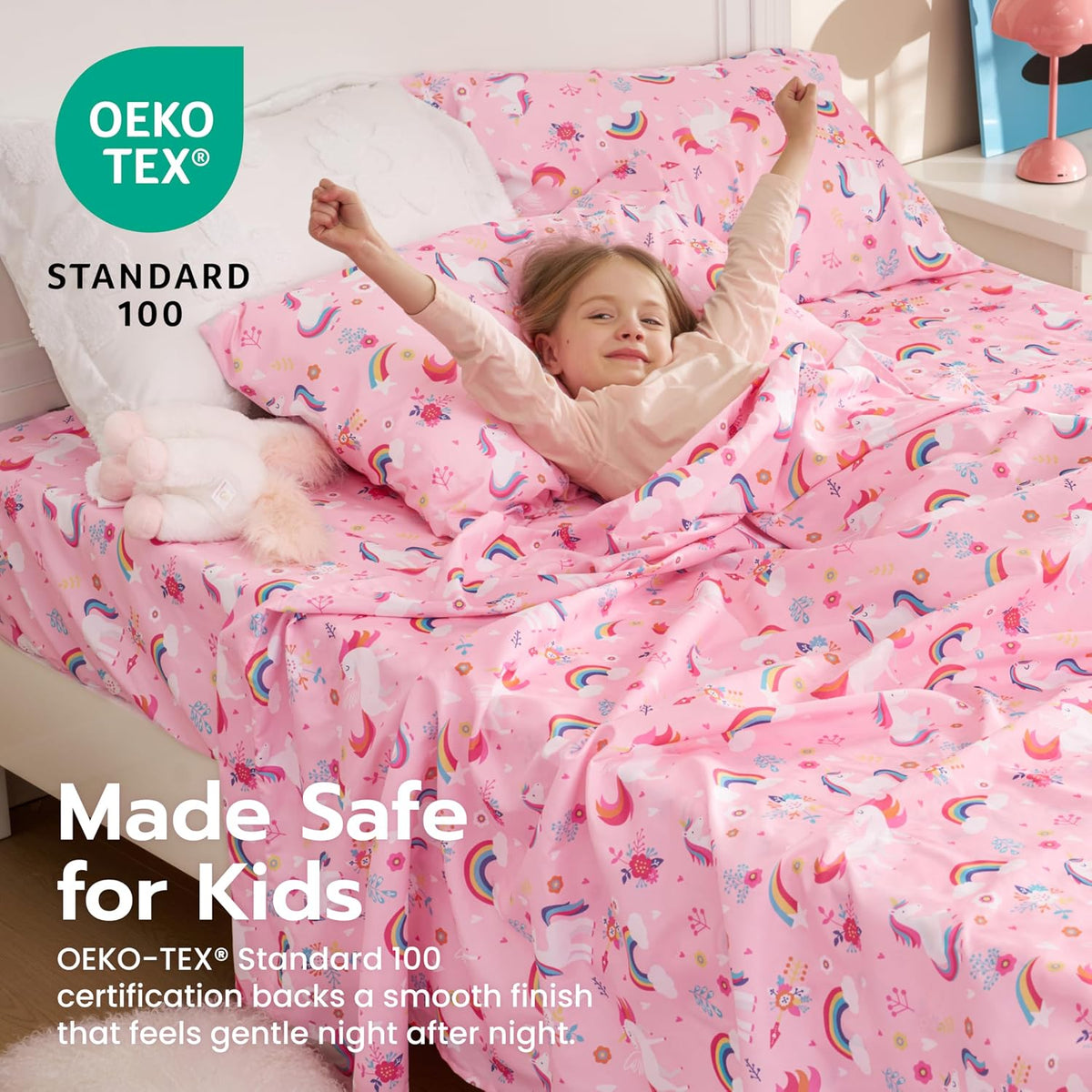 Joiedomi Kids Twin Sheet Set Unicorn - 3 Piece Soft Microfiber Bed Sheets - Deep Pocket Wrinkle Free, Cozy Toddler Bedding Set, Fade Resistant Breathable for Boys Girls Teens
