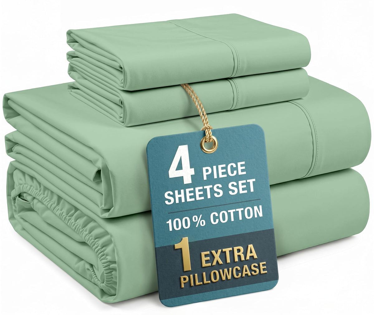 Casa Platino King Size Sheets Set –100% Cotton King Sheets with 4 Pillowcases, Lightweight Feel & Secure Fit, Crisp & Breathable Percale Weave with 15" Deep Pocket, Soft and Cozy – Pure White