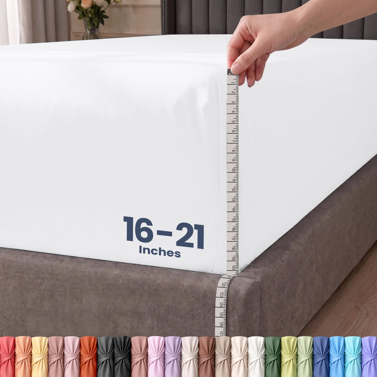 Extra Deep Pocket Queen Fitted Sheet, Fits 16-21 Inch Mattress, Grey