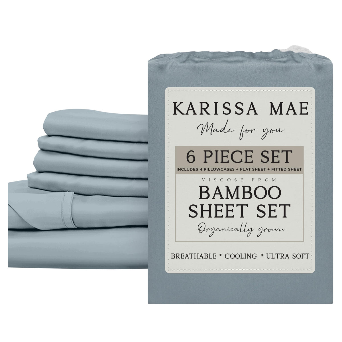 KARISSA MAE 7 Piece Luxury Bamboo Viscose Split King Sheets, FSC Certified