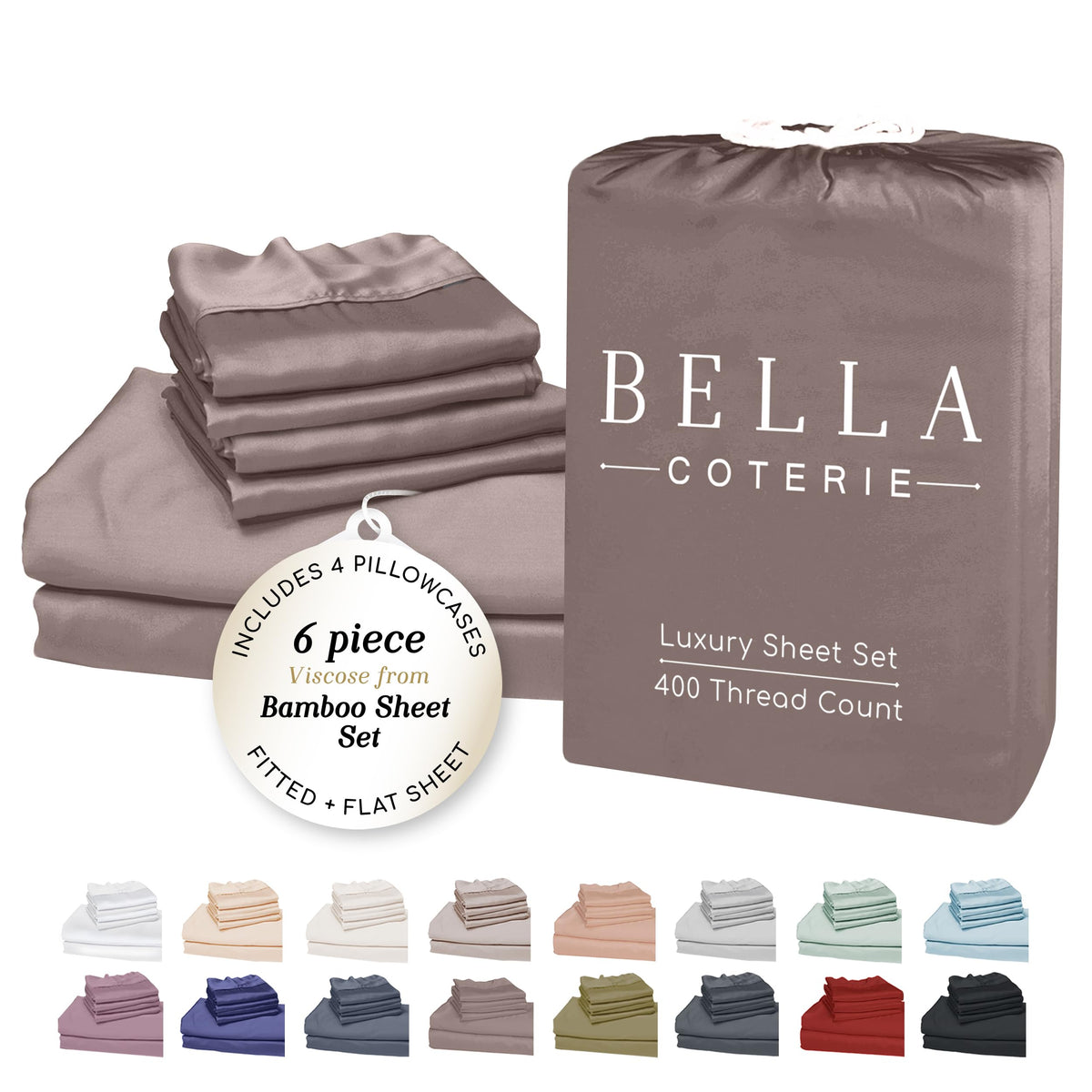 Bella Coterie Luxury Bamboo Viscose Queen Size Sheet Set
