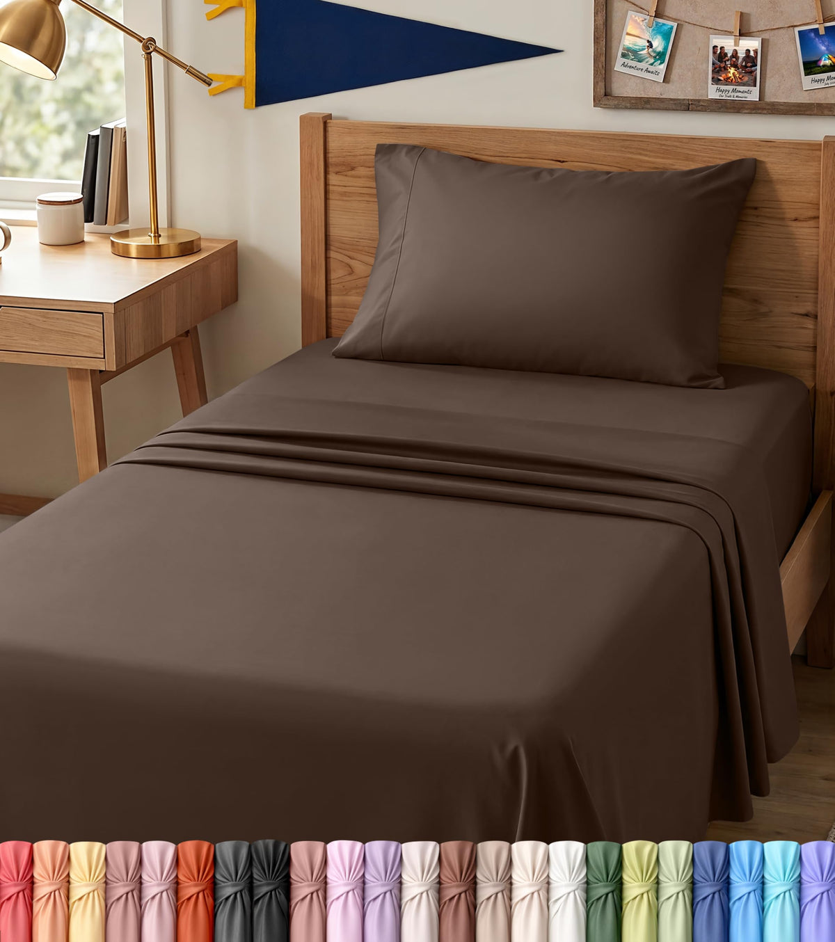 King Sheets Set, 4 Pieces 16" Deep Pocket Hotel Luxury Bed Sheets, Grey