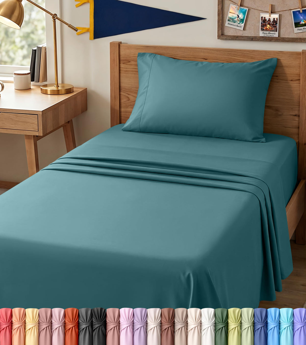Twin Sheets Set, 3 Pieces 16" Deep Pocket Hotel Luxury Bed Sheets, Grey