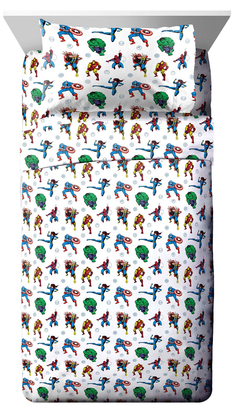 Jay Franco Kids Sheet Set with Fitted, Flat Sheets & Pillow Cover - Ultra-Soft Bedding with Pillowcase for Room Decor, White - Monster Jam, 3 Piece Toddler