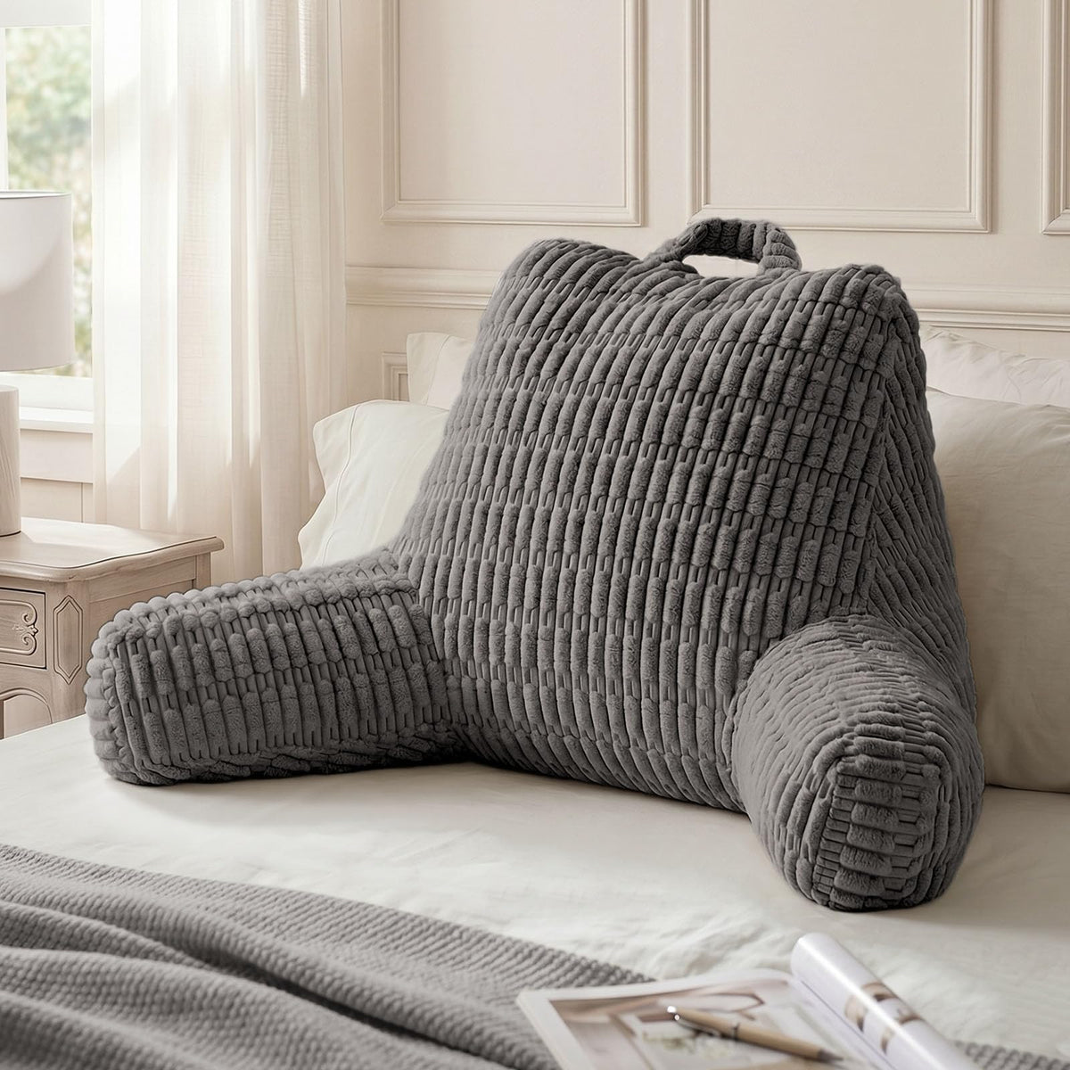 Blissful Diary Reading Pillow for Bed, Backrest Pillow, Cream White