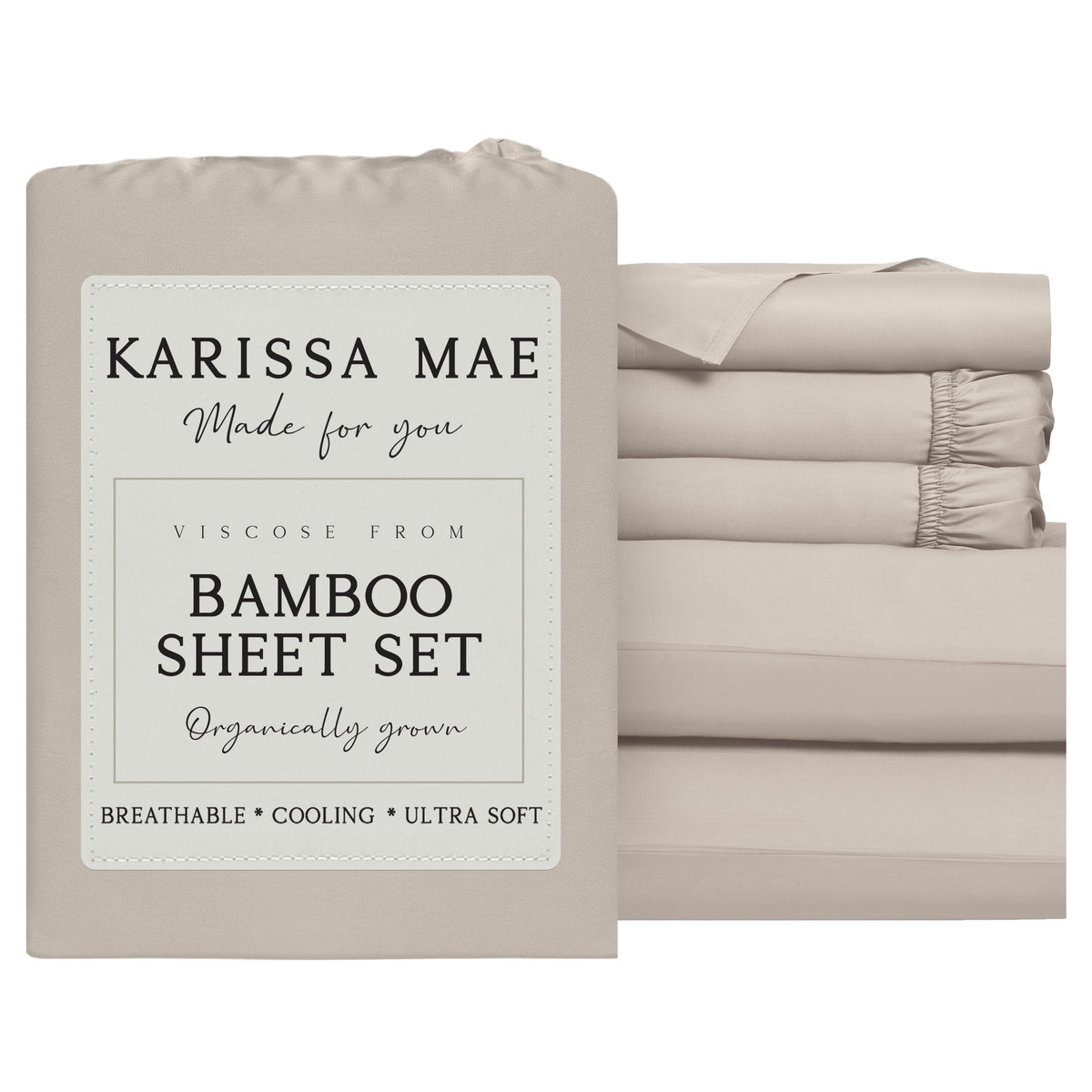 KARISSA MAE 7 Piece Luxury Bamboo Viscose Split King Sheets, FSC Certified