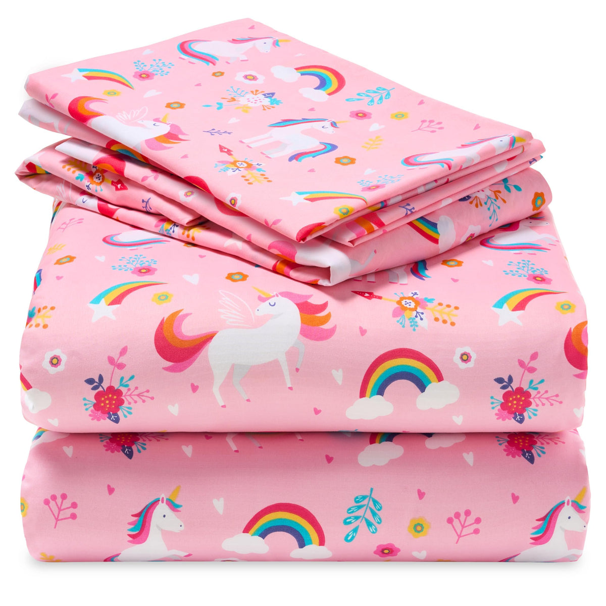 Joiedomi Kids Twin Sheet Set Unicorn - 3 Piece Soft Microfiber Bed Sheets - Deep Pocket Wrinkle Free, Cozy Toddler Bedding Set, Fade Resistant Breathable for Boys Girls Teens