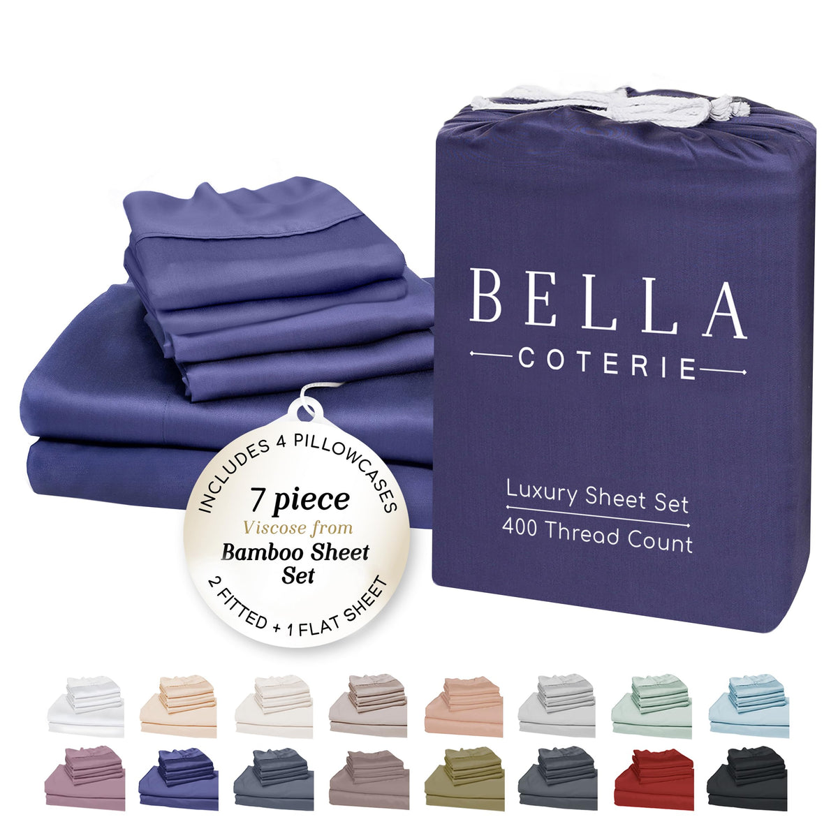 Bella Coterie Luxury Bamboo Viscose Queen Size Sheet Set