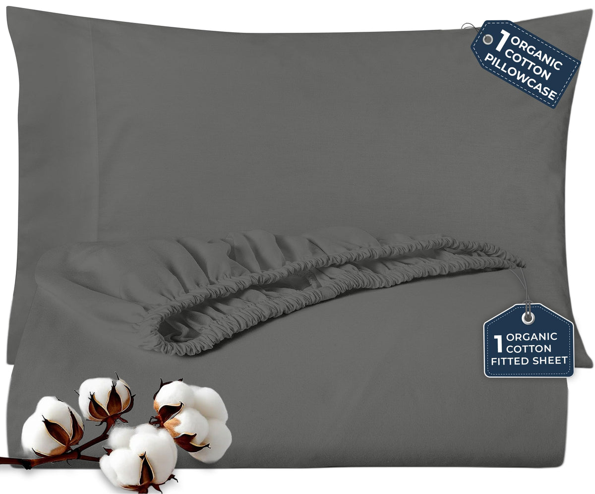 Royale Linen Fitted Sheet With Pillowcases - Queen Fitted Sheets With 2 Pillowcase - 300 Thread Count 100% Organic Cotton - Fit Mattress Up to 18" Deep - Soft & Breathable - Sage Green (No Flat Sheet)