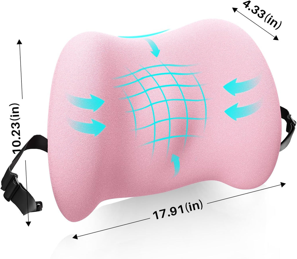 Lumbar Support Pillow for Office Chair, Memory Foam Car Back Cushion