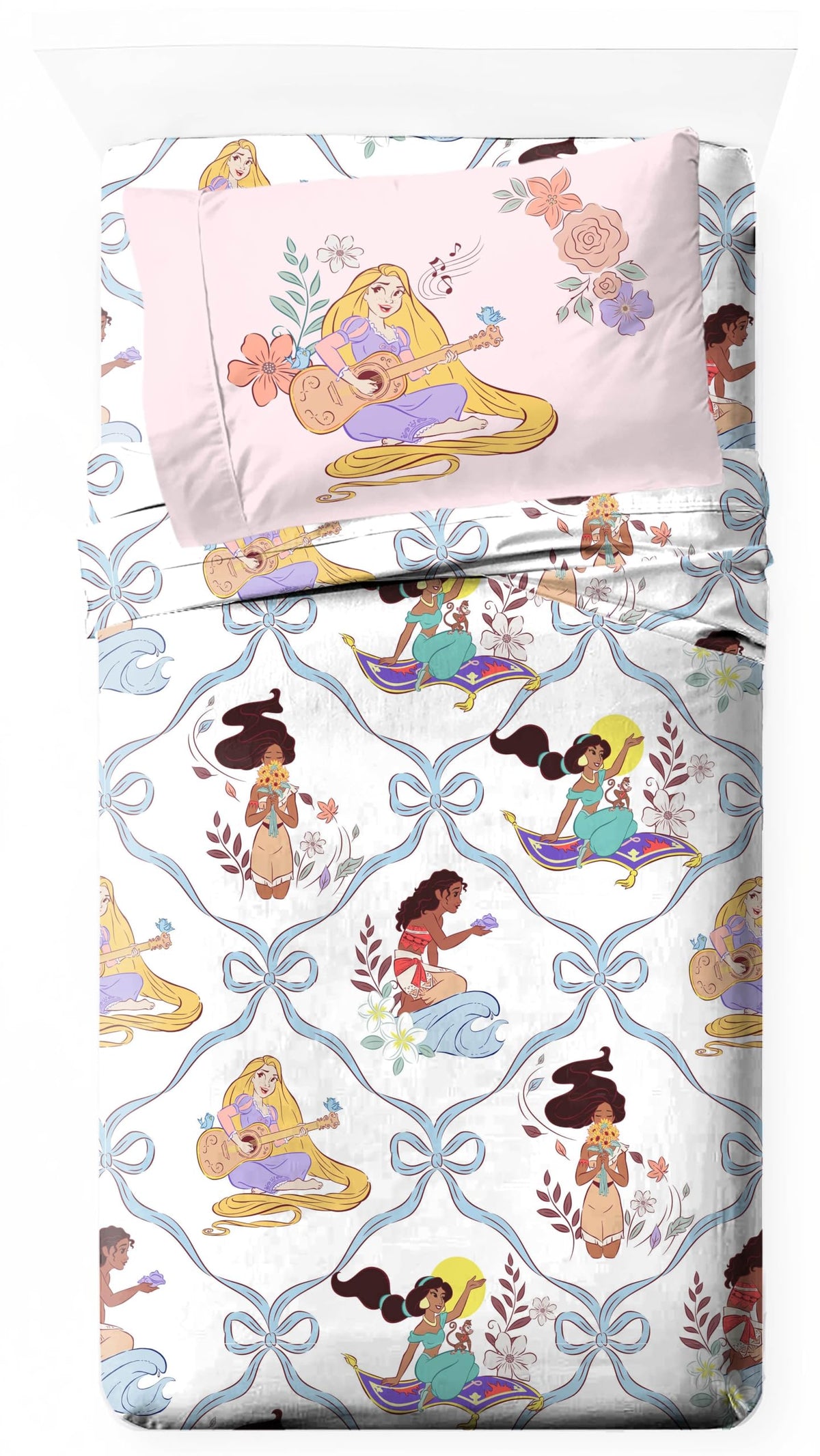 Jay Franco Kids Sheet Set with Fitted, Flat Sheets & Pillow Cover - Ultra-Soft Bedding with Pillowcase for Room Decor, White - Bluey, 3 Piece Toddler