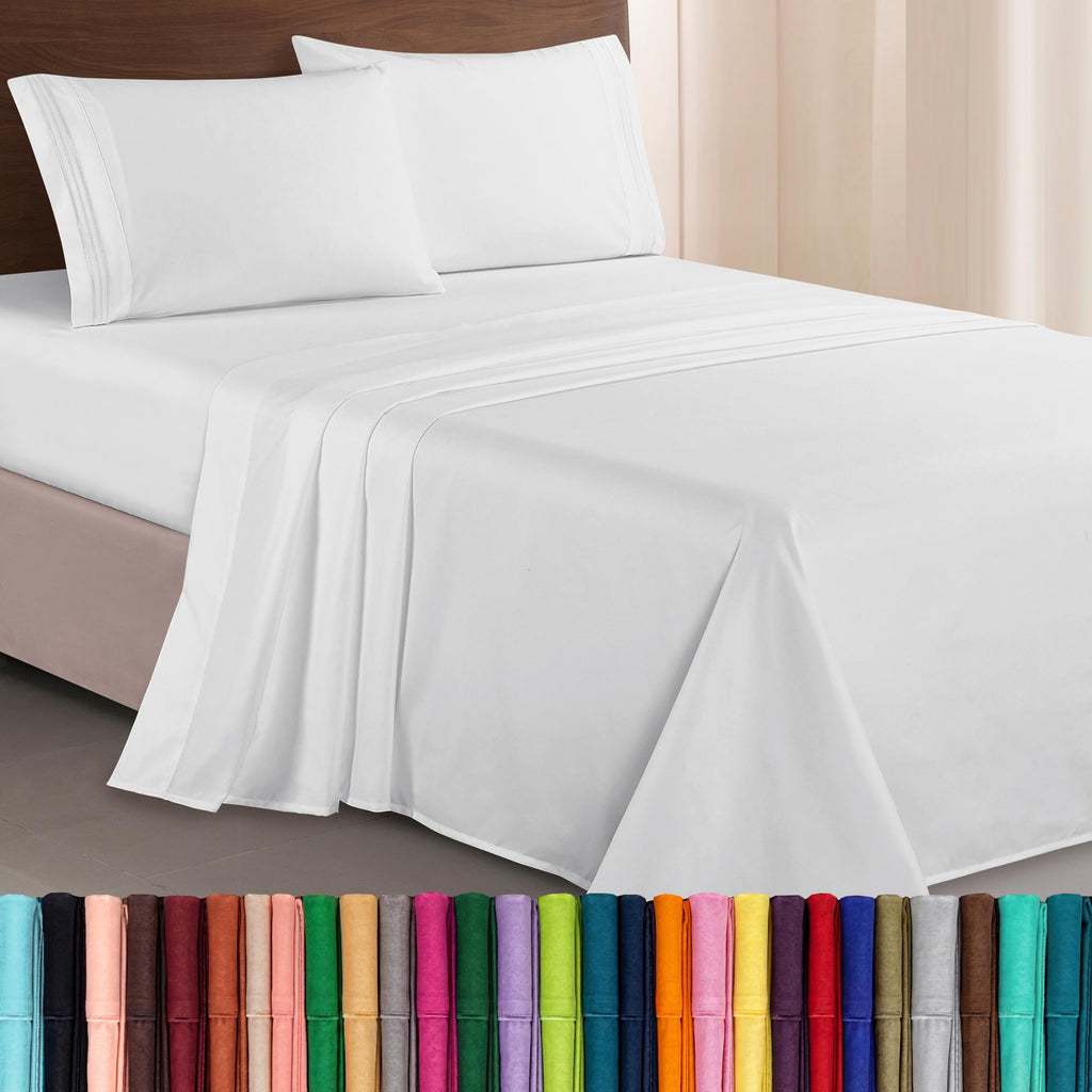 Elegant Comfort Luxurious 1500 Premium Hotel Quality Microfiber Three Line Embroidered Softest 4-Piece Bed Sheet Set, Wrinkle and Fade Resistant, Queen, Light Pink