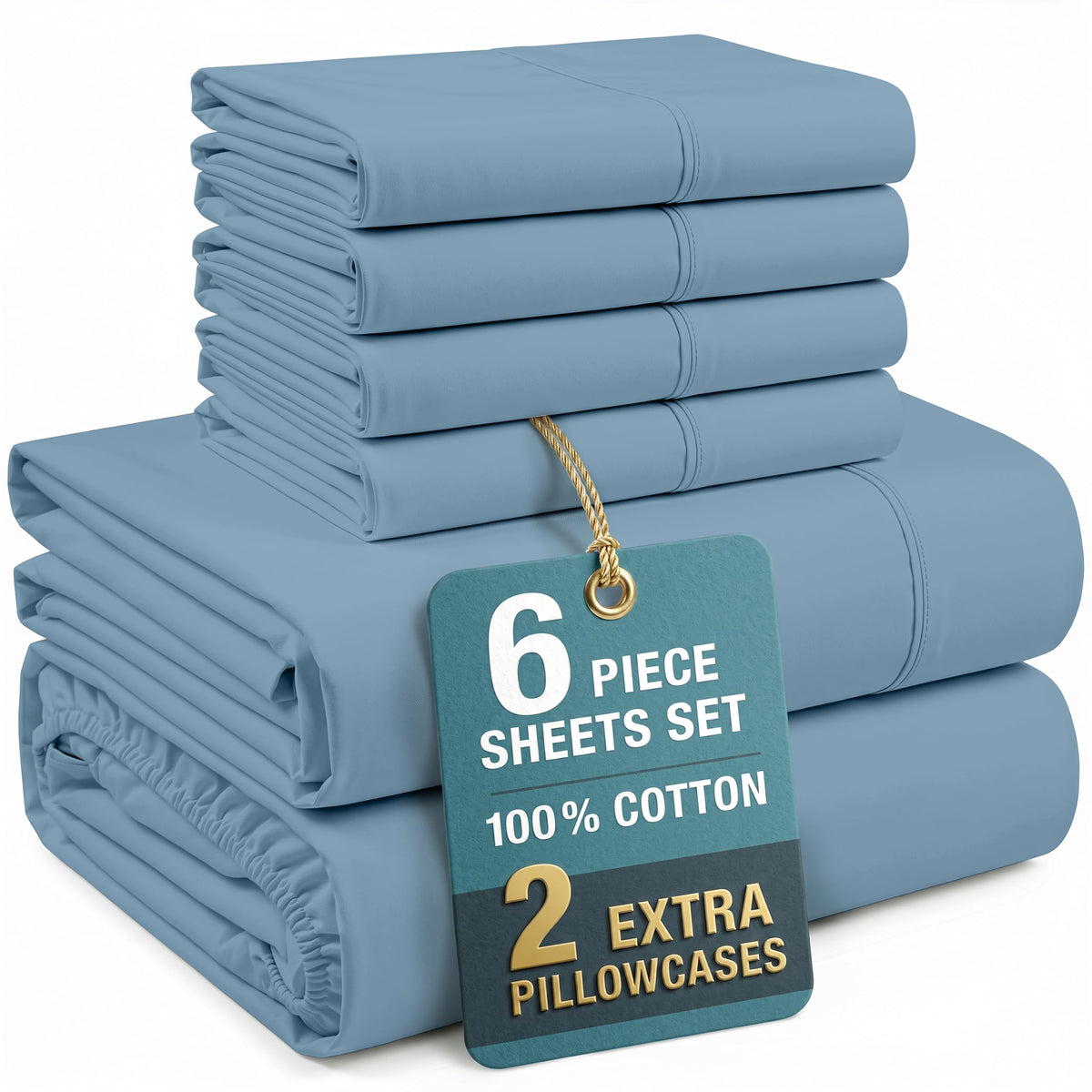 Casa Platino King Size Sheets Set –100% Cotton King Sheets with 4 Pillowcases, Lightweight Feel & Secure Fit, Crisp & Breathable Percale Weave with 15" Deep Pocket, Soft and Cozy – Pure White