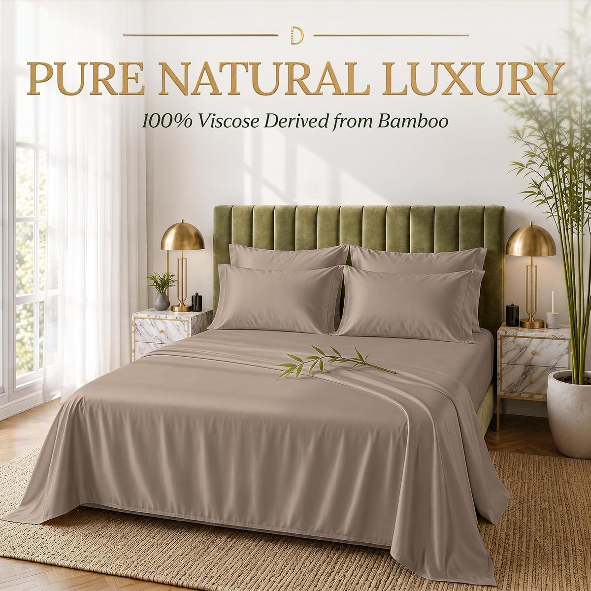 DECOLURE 100% Viscose Derived from Bamboo Sheets Queen Size | 6 Pc Bed Set