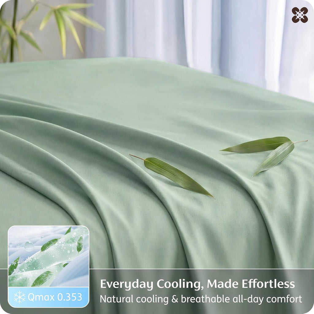 Bedsure PureWoven 100% Rayon Derived from Bamboo, Queen Sheets, 4 Pieces