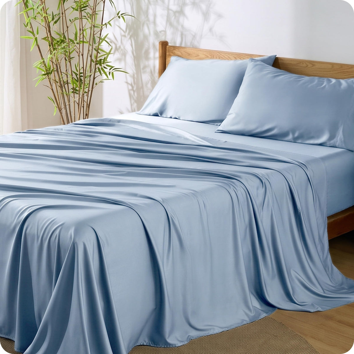 Bedsure PureWoven 100% Rayon Derived from Bamboo, Queen Sheets, 4 Pieces