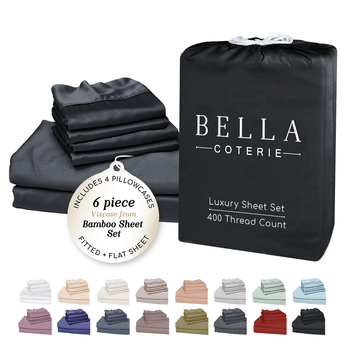 Bella Coterie Luxury Bamboo Viscose Queen Size Sheet Set
