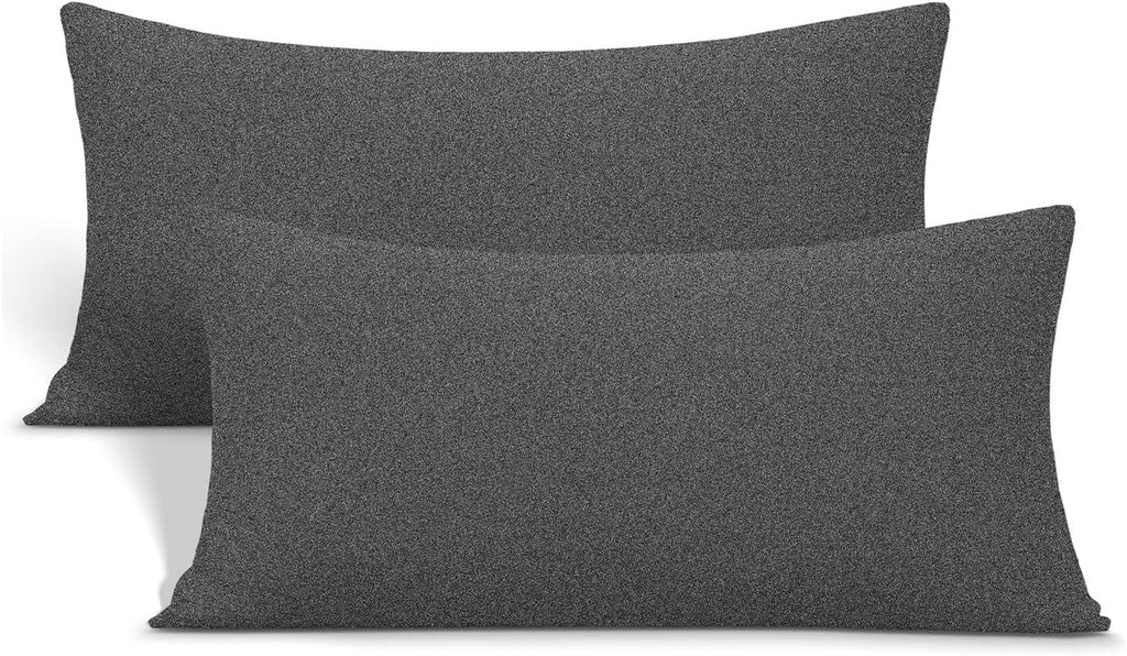 N&Y HOME Jersey Knit Pillow Cases Standard/Queen Set of 2, Light Gray