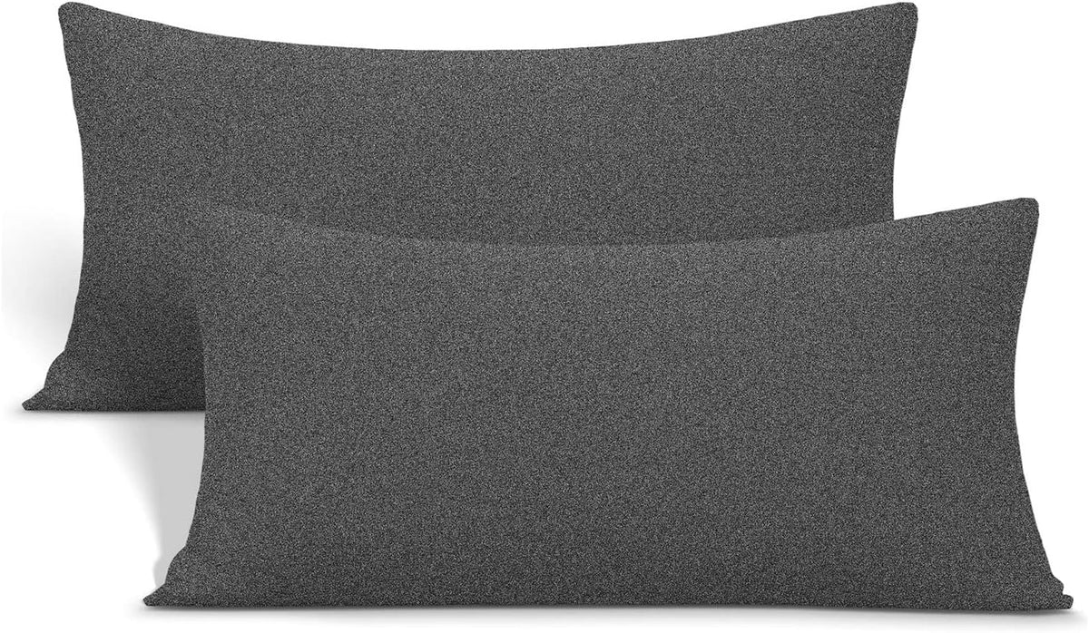 N&Y HOME Jersey Knit Pillow Cases Standard/Queen Set of 2, Light Gray