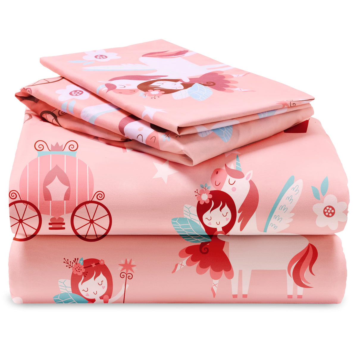 Joiedomi Kids Twin Sheet Set Unicorn - 3 Piece Soft Microfiber Bed Sheets - Deep Pocket Wrinkle Free, Cozy Toddler Bedding Set, Fade Resistant Breathable for Boys Girls Teens