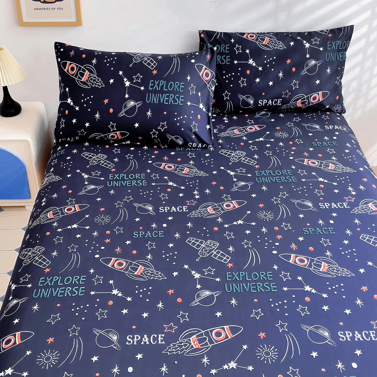 Full Sheet Set Kids - Pink Check 4 Pieces Soft Microfiber Cartoon Style Bedsheets for Boys Girls Teens, Oeko TEX Breathable 15 Inch Deep Pocket Sheets(Pink Bow)