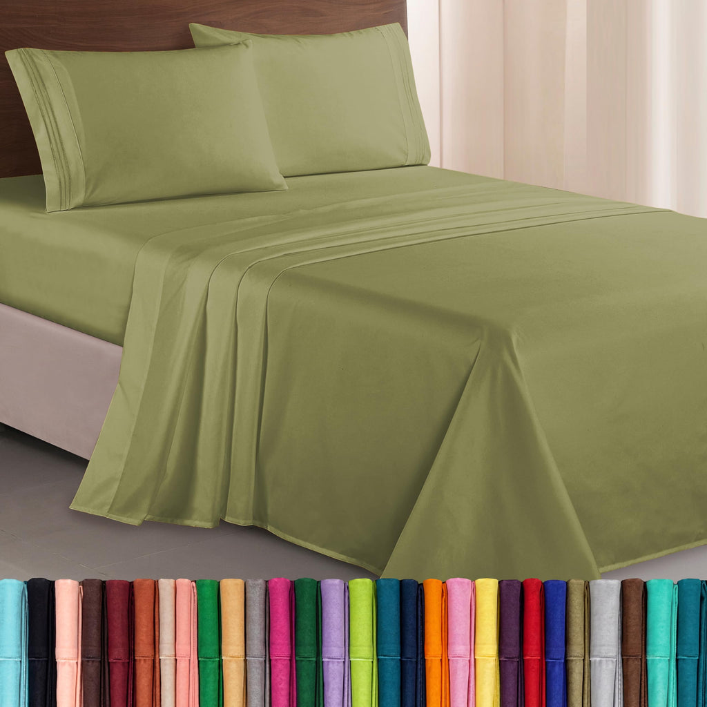 Elegant Comfort Luxurious 1500 Premium Hotel Quality Microfiber Three Line Embroidered Softest 4-Piece Bed Sheet Set, Wrinkle and Fade Resistant, Queen, Light Pink