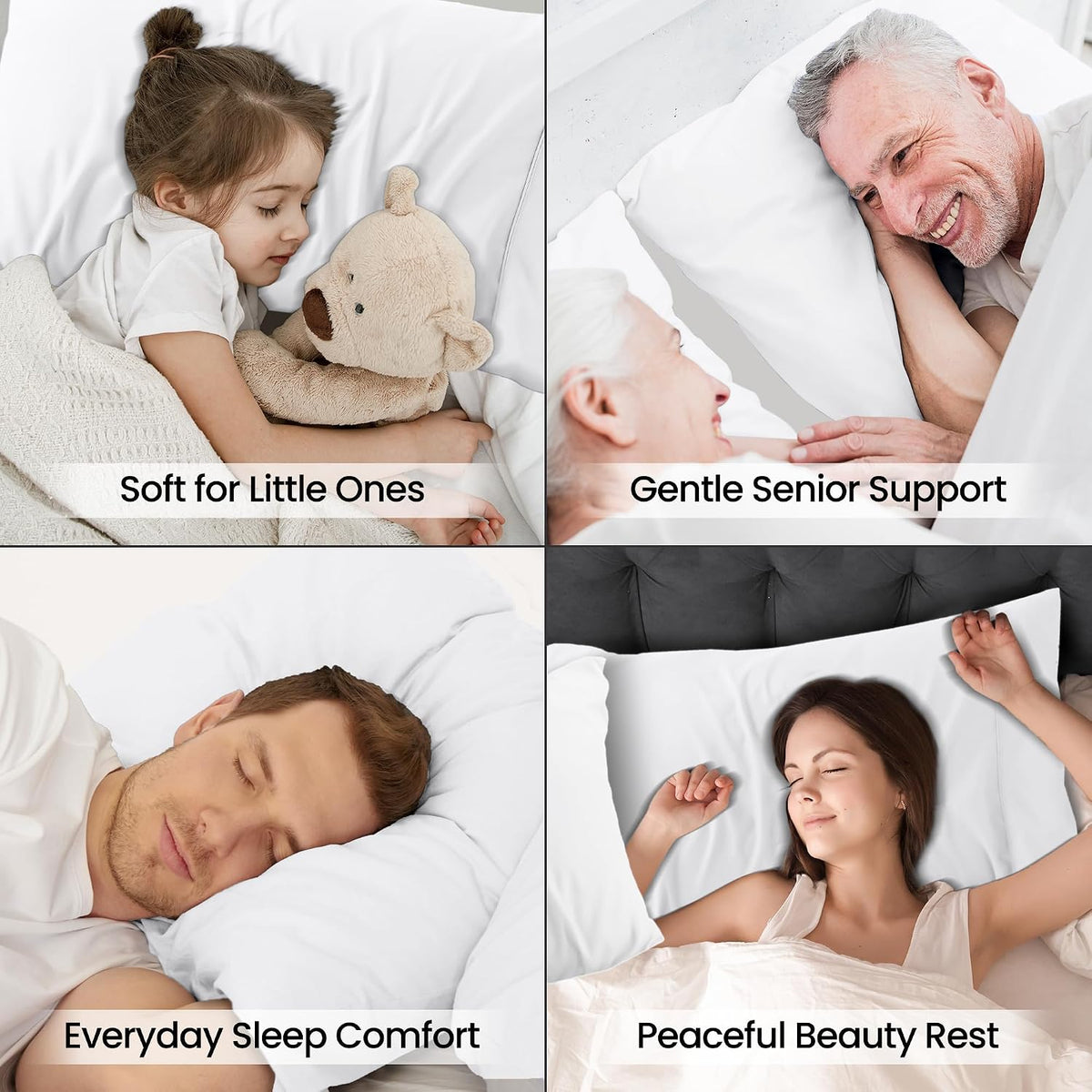Pillow Covers Queen Size Set of 4, Soft and Comfy Pillow Cases, White