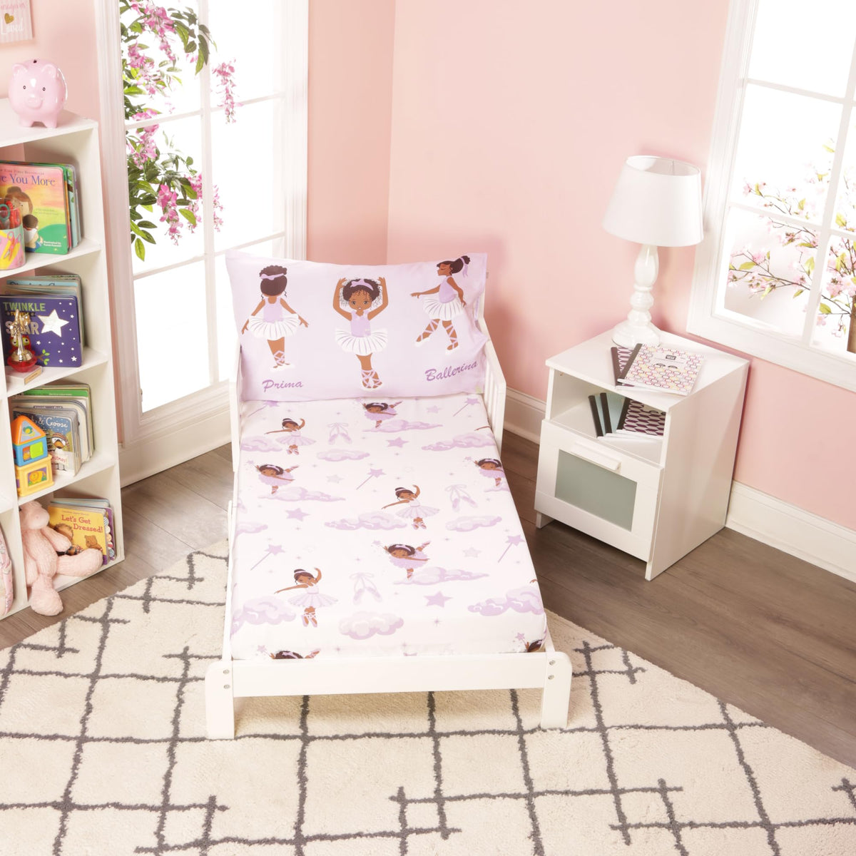 Everyday Kids Toddler Fitted Sheet and Pillowcase Set -Princess Storyland- Soft Breathable Microfiber Toddler Sheet Set