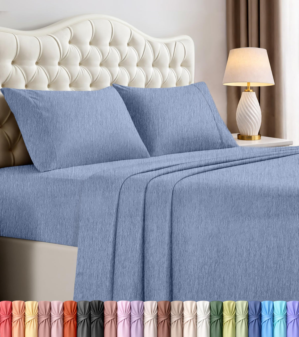 King Sheets Set, 4 Pieces 16" Deep Pocket Hotel Luxury Bed Sheets, Grey