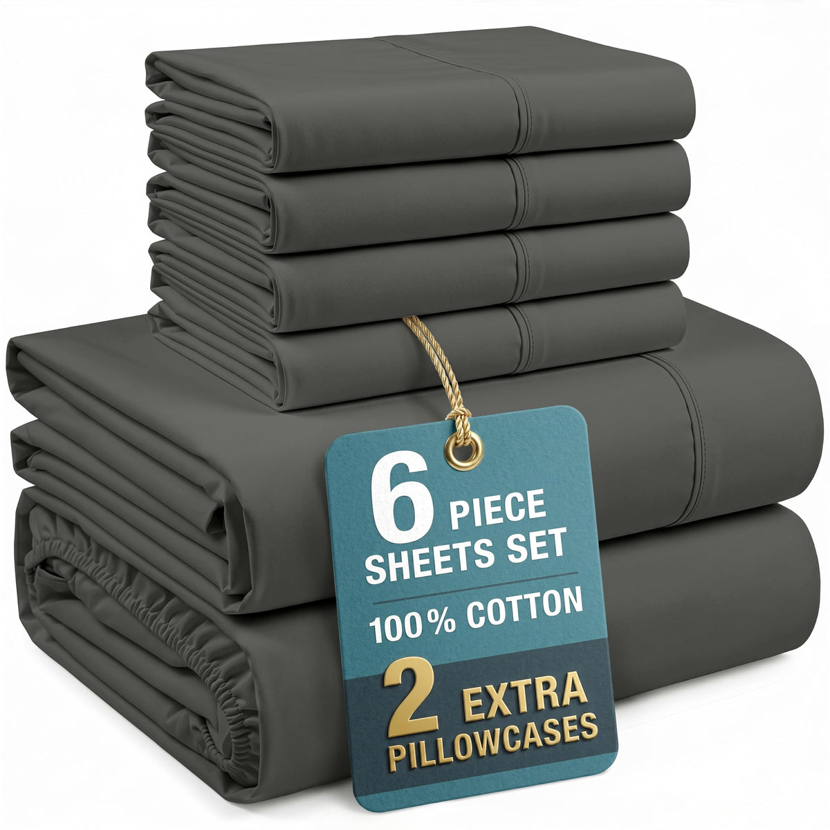 Casa Platino King Size Sheets Set –100% Cotton King Sheets with 4 Pillowcases, Lightweight Feel & Secure Fit, Crisp & Breathable Percale Weave with 15" Deep Pocket, Soft and Cozy – Pure White