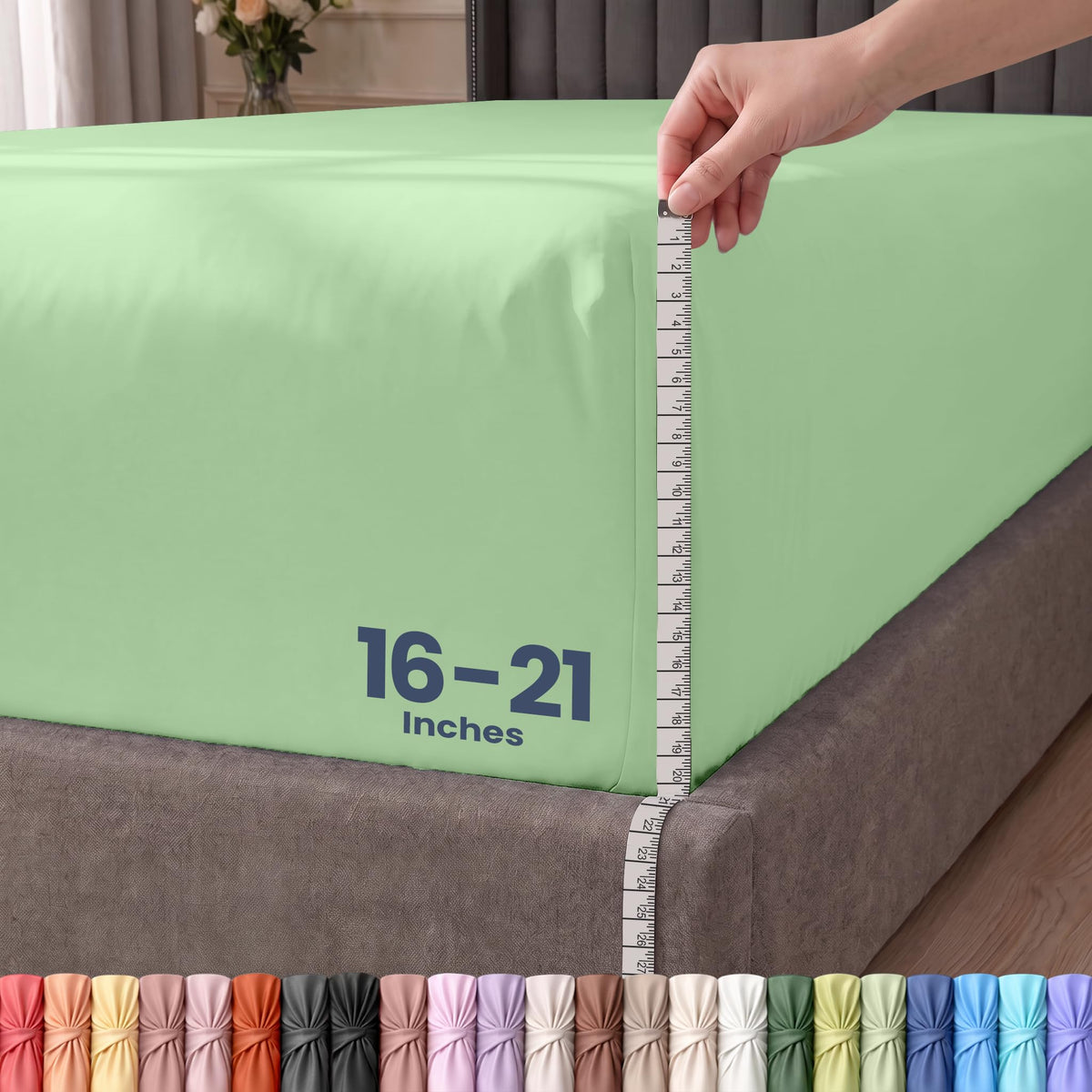 Extra Deep Pocket Queen Fitted Sheet, Fits 16-21 Inch Mattress, Grey