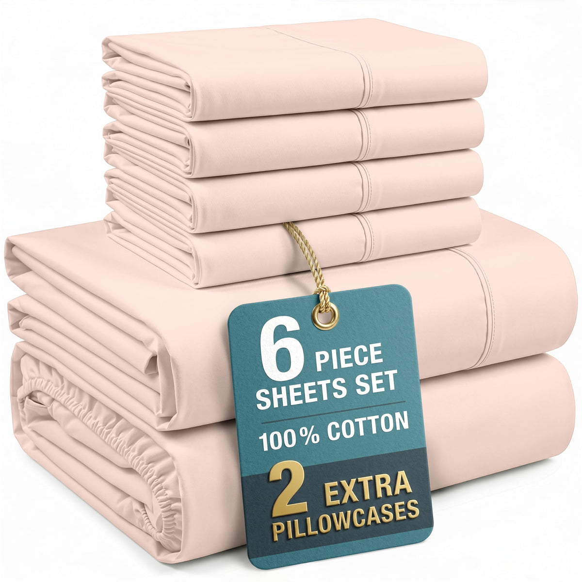 Casa Platino King Size Sheets Set –100% Cotton King Sheets with 4 Pillowcases, Lightweight Feel & Secure Fit, Crisp & Breathable Percale Weave with 15" Deep Pocket, Soft and Cozy – Pure White