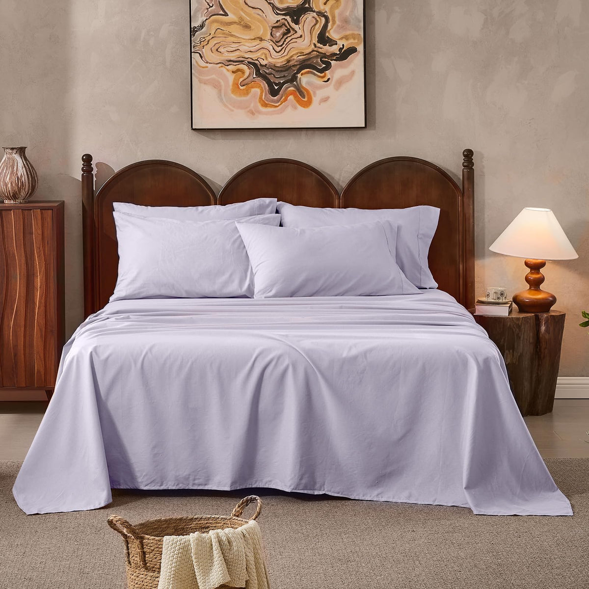 100% Linen Sheets Queen Size,Breathable & Durable 4-Piece Bed Flax Sheet Set,Soft All-Season Bedding for Hot Sleepers 16" Deep Pocket Oeko-TEX Certified,（Queen, Linen）