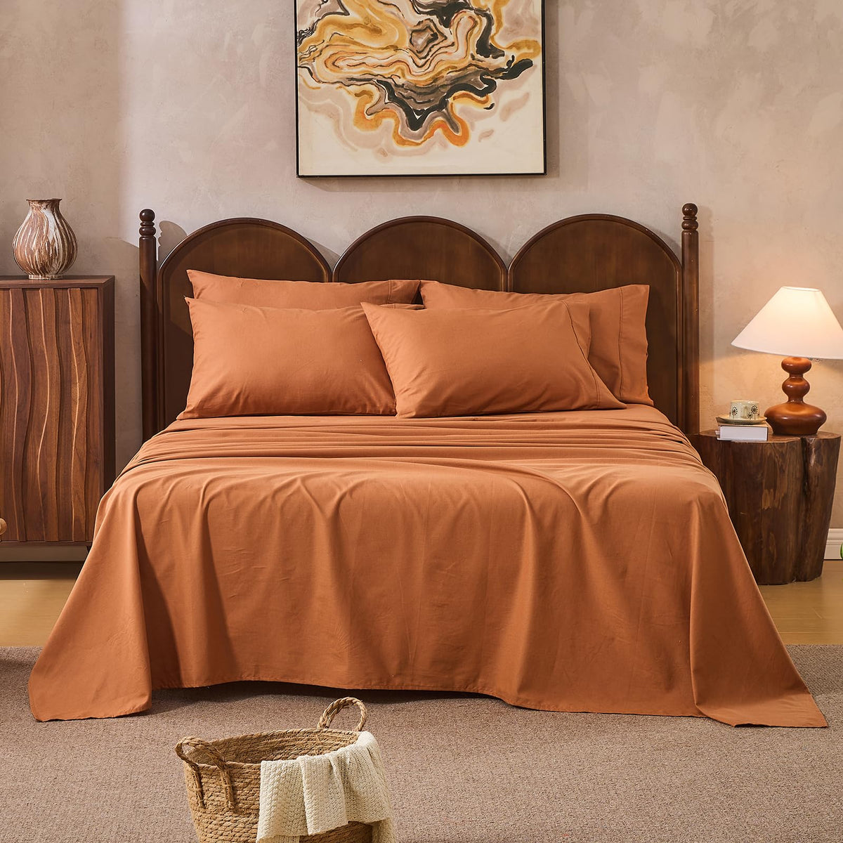100% Linen Sheets Queen Size,Breathable & Durable 4-Piece Bed Flax Sheet Set,Soft All-Season Bedding for Hot Sleepers 16" Deep Pocket Oeko-TEX Certified,（Queen, Linen）