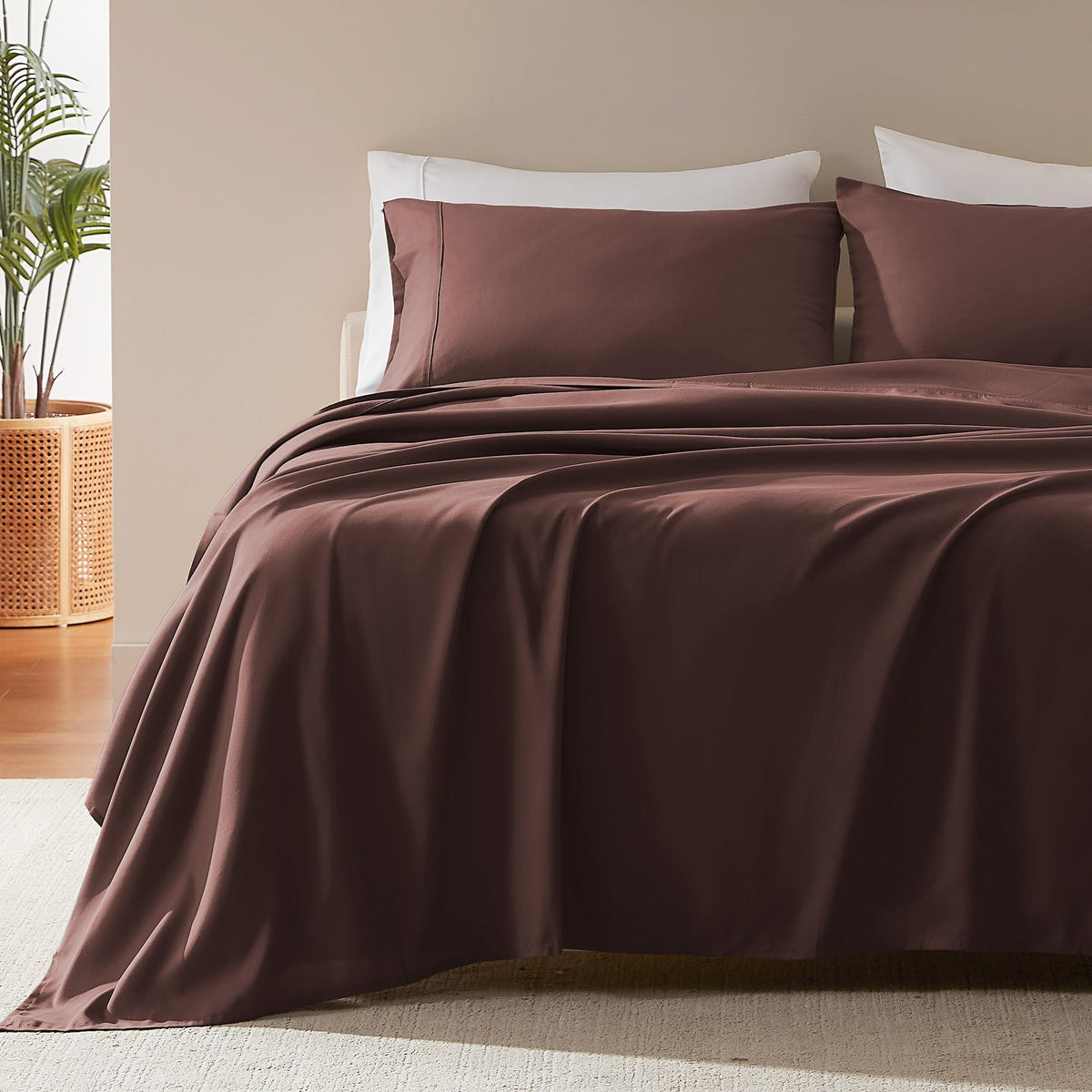 SLEEP ZONE Striped Cooling Queen Sheets Set - Fitted Flat Sheet & Pillowcase Sets 4 Piece - Super Soft Stripe Bed Sheet, Easy Care, Deep Pocket (Teal, Queen)