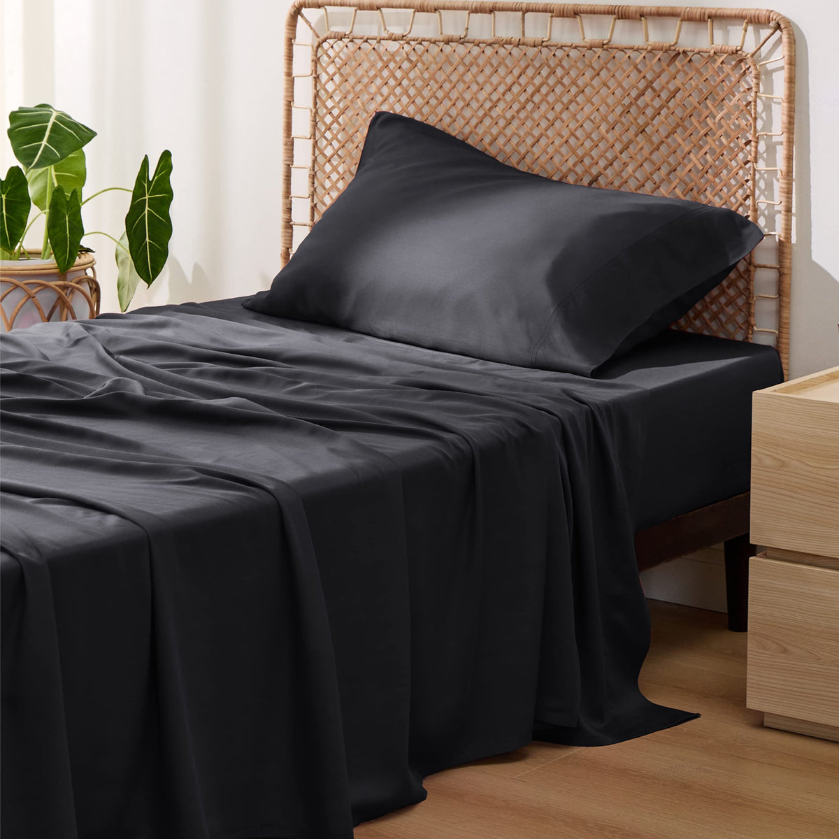 Bedsure PureWoven 100% Rayon Derived from Bamboo, King Size Sheets Set