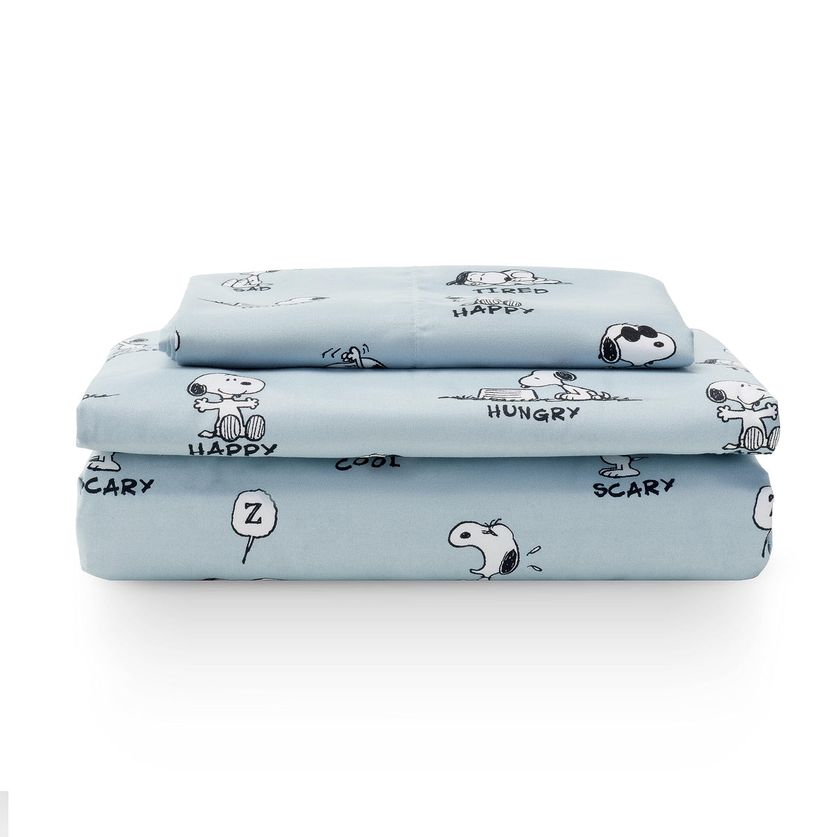 Berkshire Peanuts® Sheet Set Queen Size - 4 Pieces,Cute Character Snoopy Printed Soft Microfiber Bed Sheets,Peanuts Poses and Paws Grey
