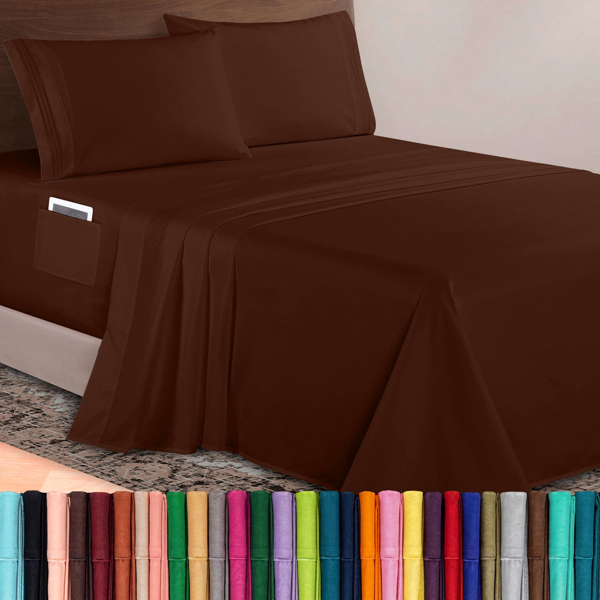 Elegant Comfort Luxurious 1500 Premium Hotel Quality Microfiber Three Line Embroidered Softest 4-Piece Bed Sheet Set, Wrinkle and Fade Resistant, Queen, Light Pink