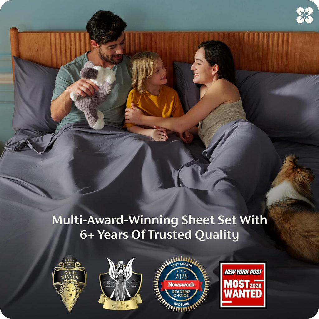 Bedsure PureWoven 100% Rayon Derived from Bamboo, King Size Sheets Set