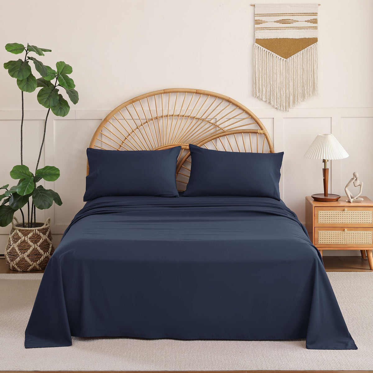 Full Size Sheet Sets, 4 Piece 15" Deep Pocket Full Sheet Set - White