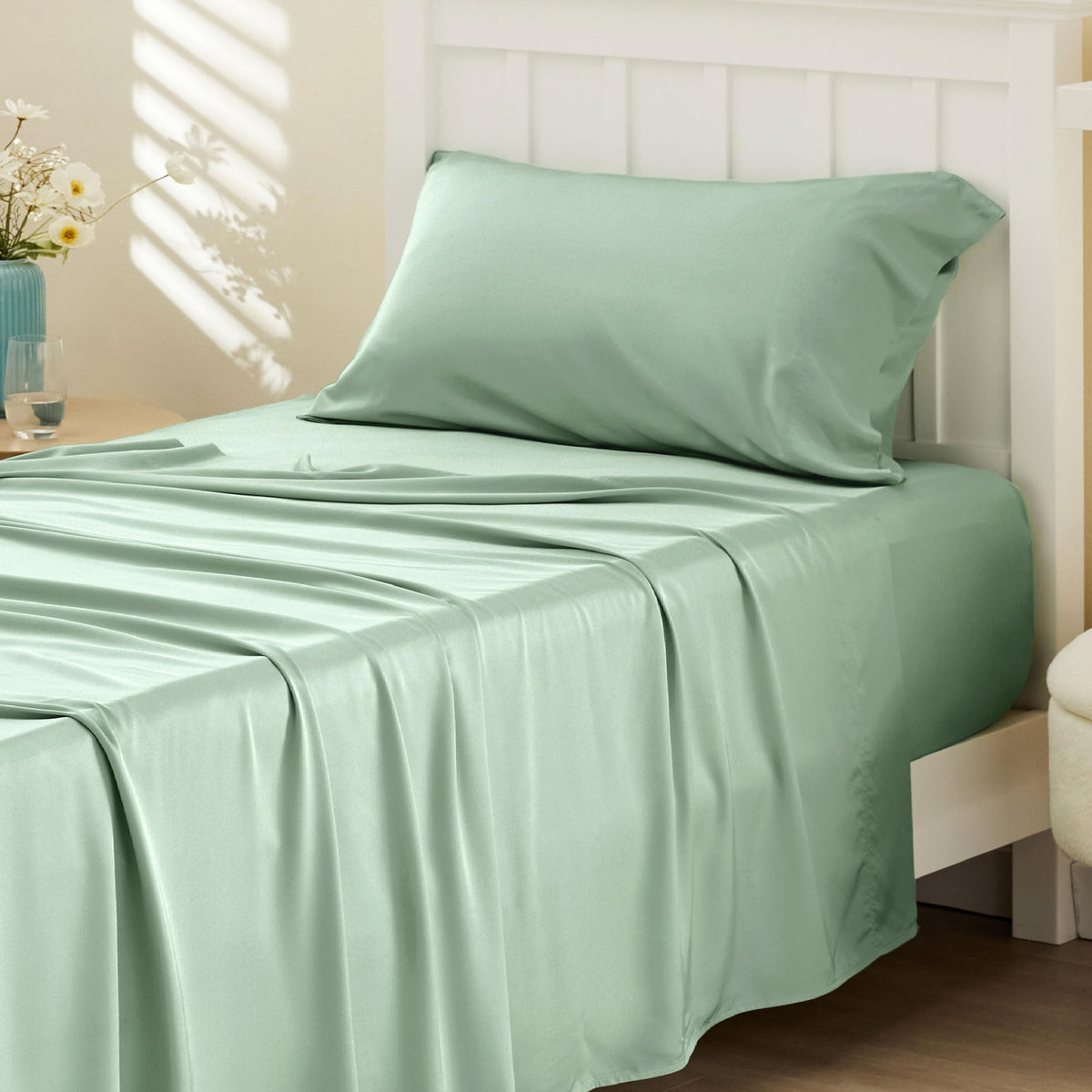 Bedsure PureWoven 100% Rayon Derived from Bamboo, Queen Sheets, 4 Pieces