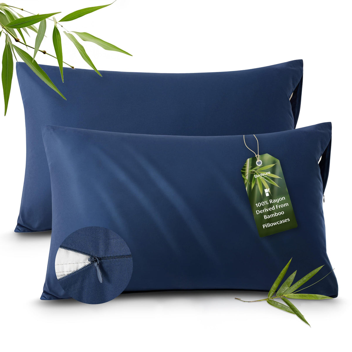Bedsure Zipper Pillow Cases Queen Size from Rayon Derived from Bamboo
