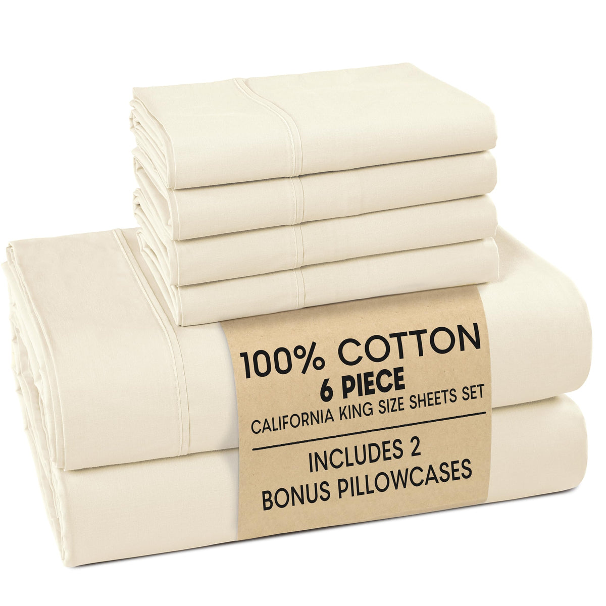 Casa Platino King Size Sheets Set –100% Cotton King Sheets with 4 Pillowcases, Lightweight Feel & Secure Fit, Crisp & Breathable Percale Weave with 15" Deep Pocket, Soft and Cozy – Pure White