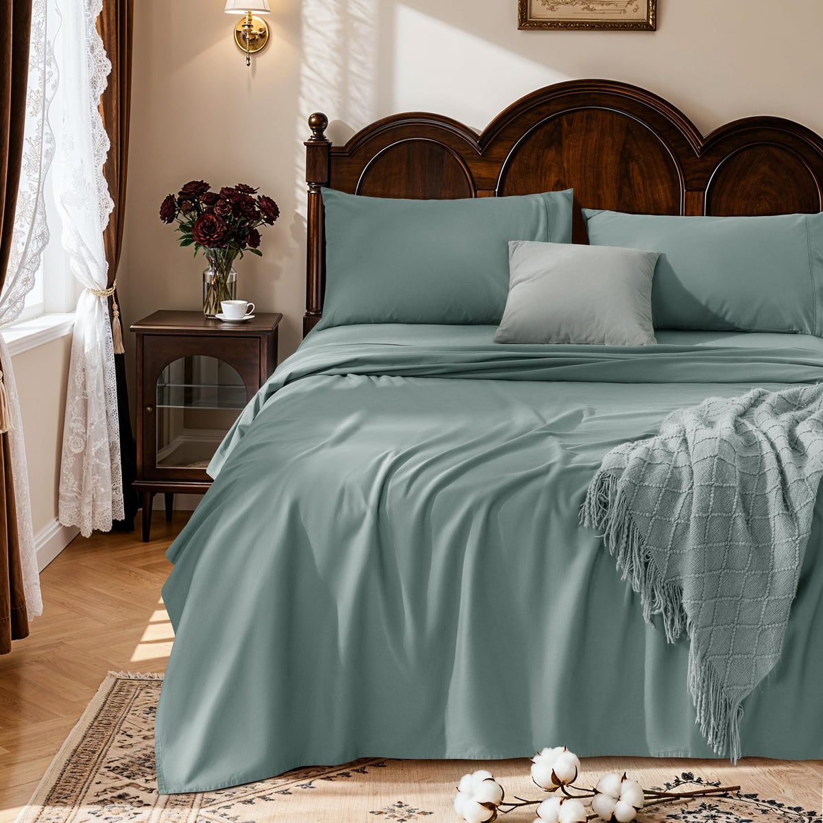 LBRO2M 100% Egyptian Cotton Sheet 1000 TC, Durable 16” Deep Pocket Sheets